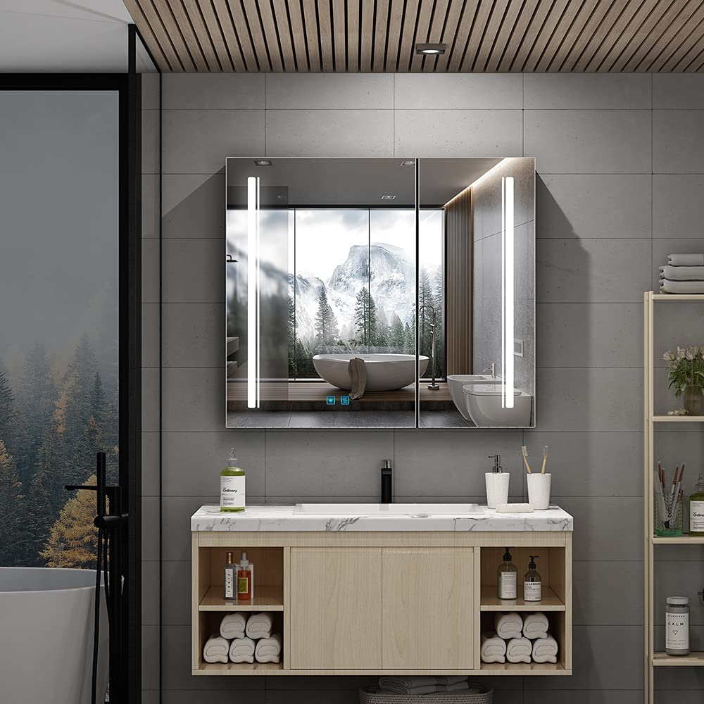 buy LED illuminated bathroom cabinets with adjustable